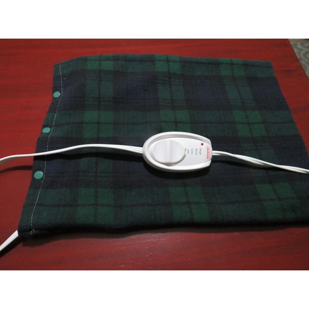 Heating Pad Cover, 12 x 15, Soft Green Plaid Flannel, 3 Snap Closure